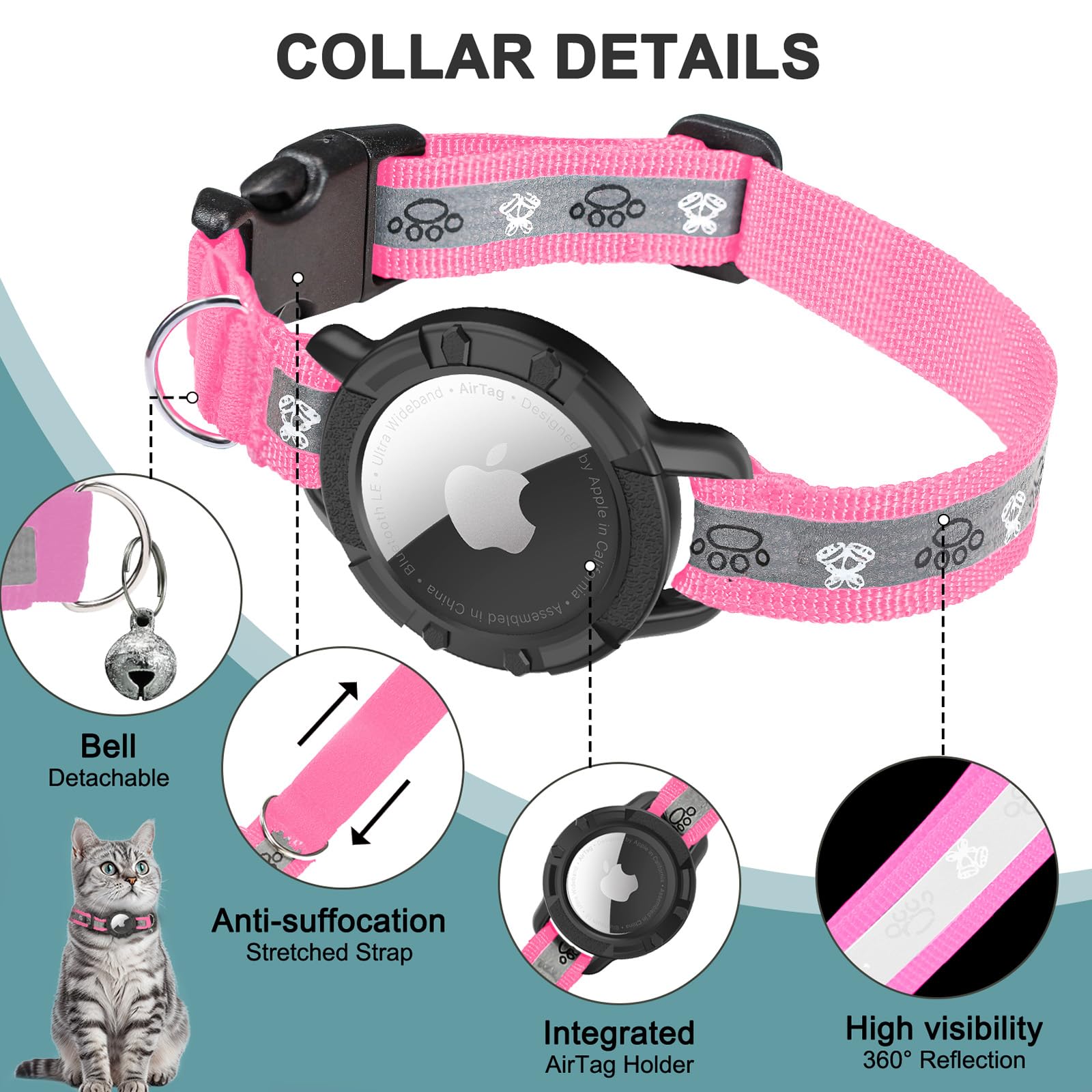 Odokele Reflective Strips night view improves locating your pet after dark