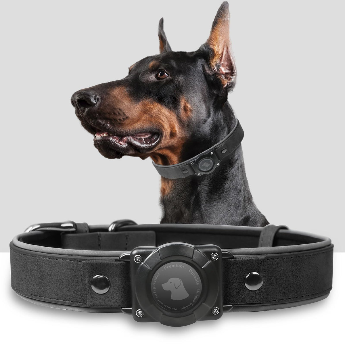 Odokele AirTag dog collar leather with holder keeps your pet trackable during daily adventures.