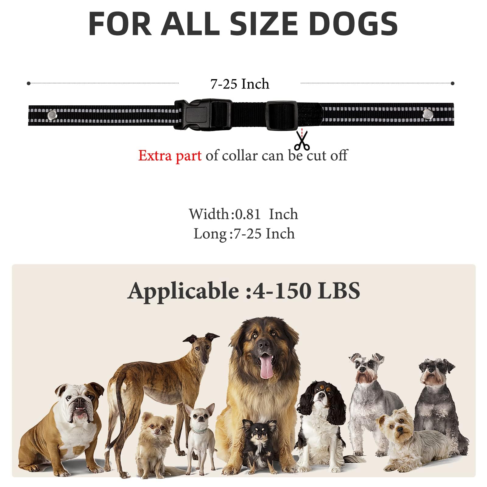 Odokele collar replacement strap black-color complements any dog gear and style.