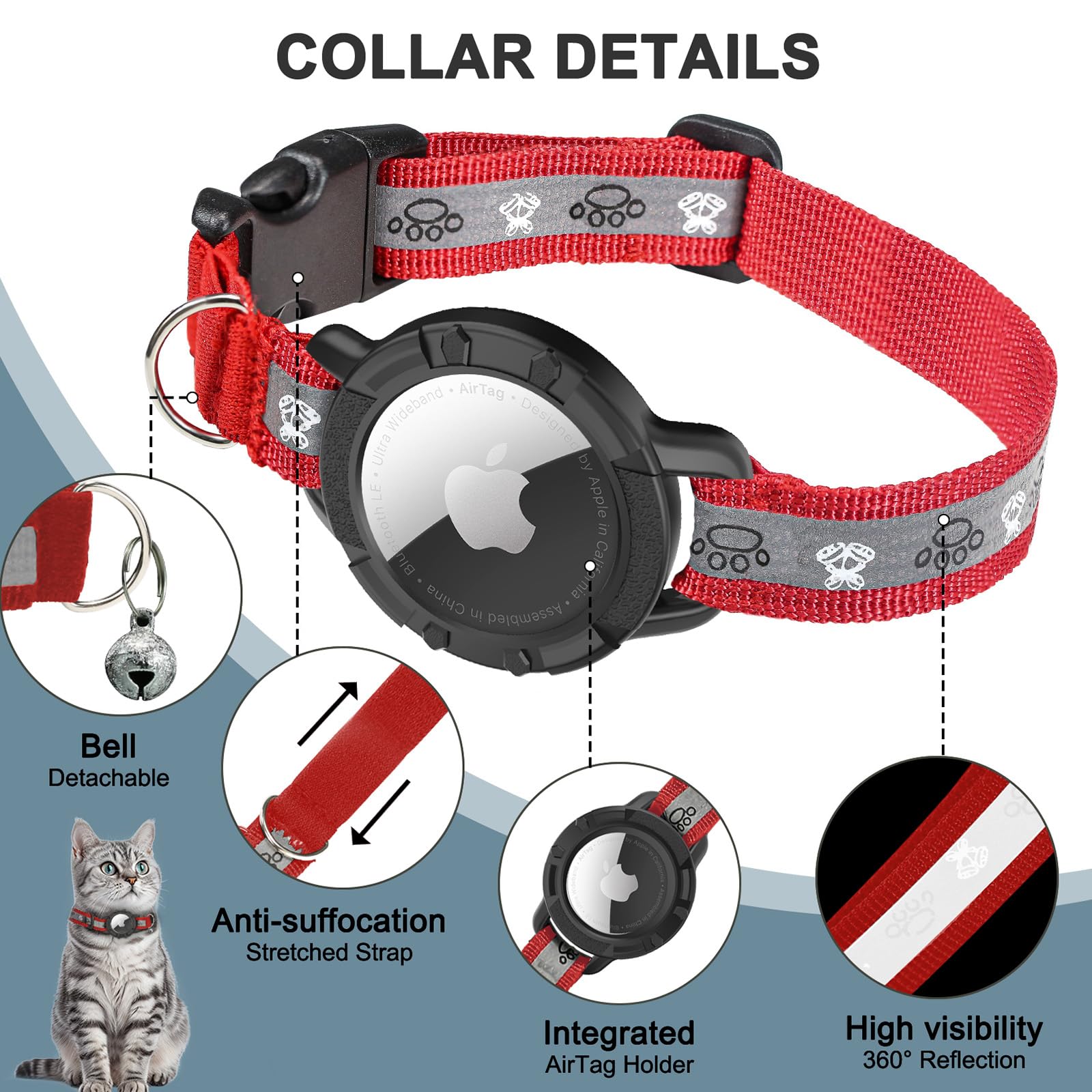 Odokele lightweight nylon collar offers comfortable all-day wear.