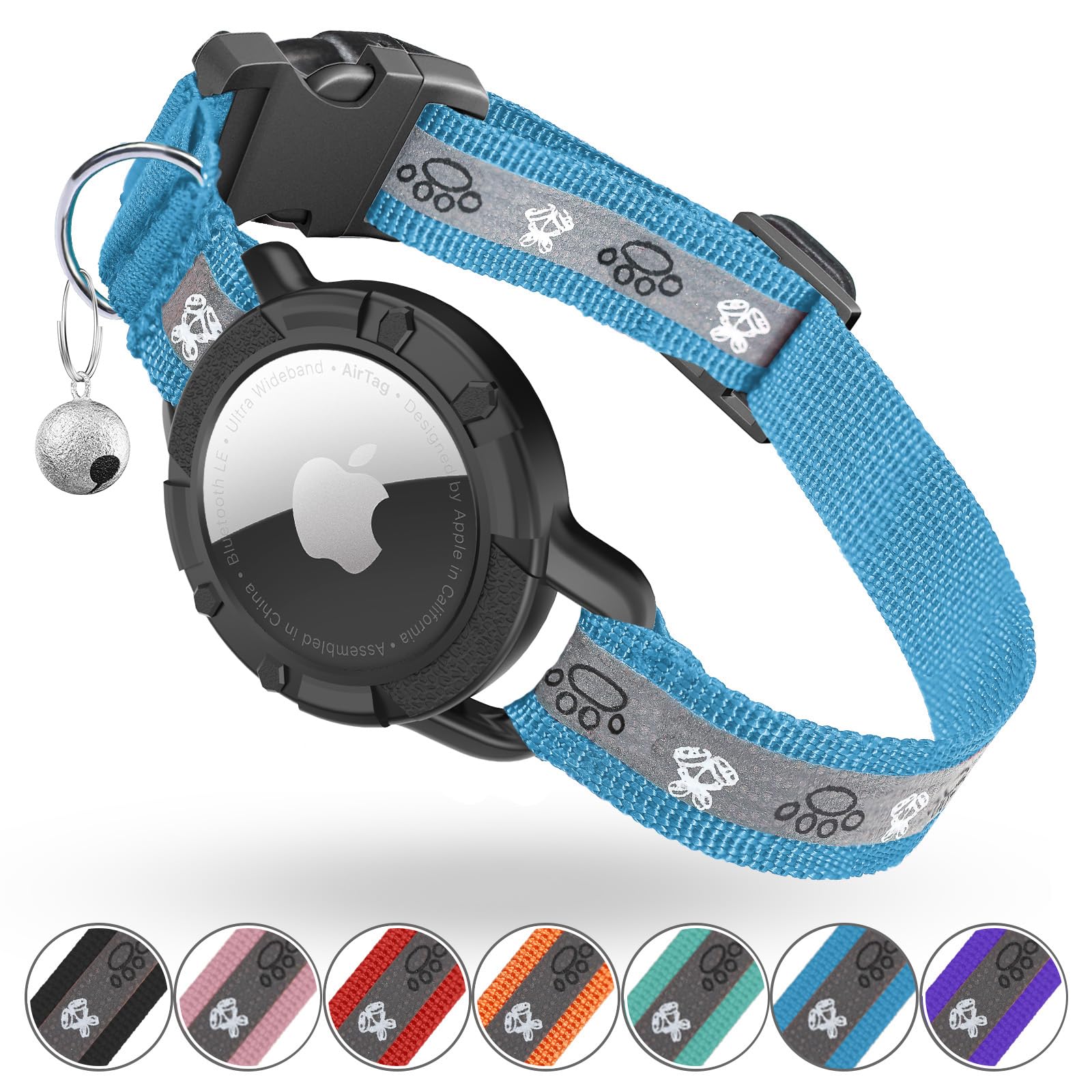 Odokele reflective AirTag cat collar strap-on-cat for secure everyday wear