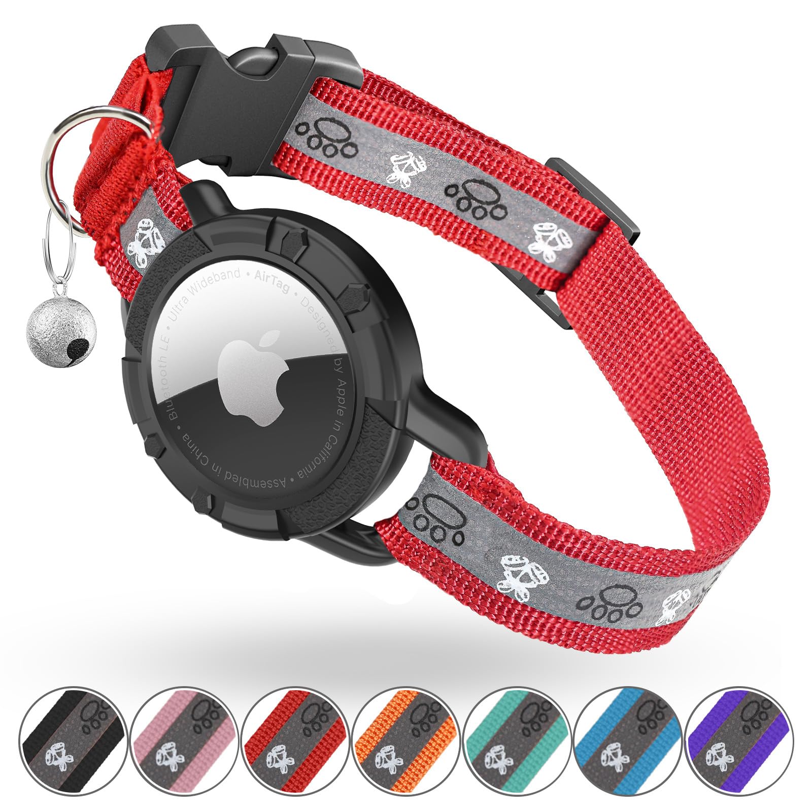 Odokele reflective AirTag cat collar with night visibility for quick locating.