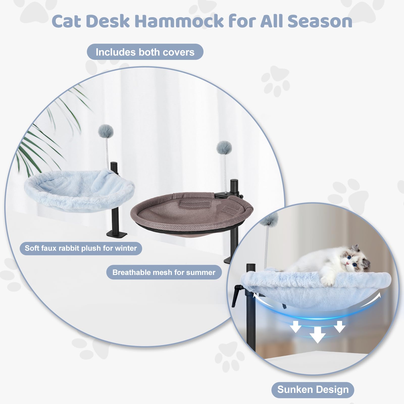 Odoland cat desk bed height adjustment keeps your feline within reach.