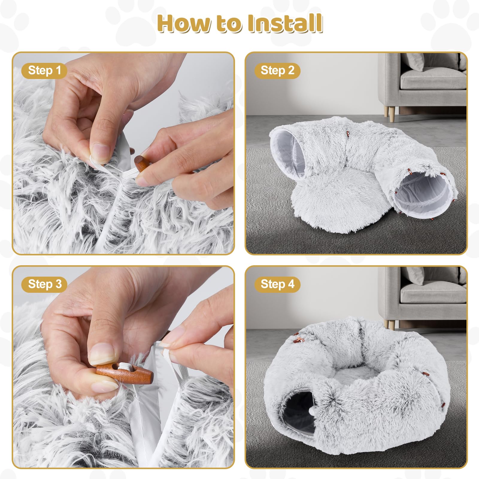 Odoland cat tunnel bed foldable design for compact storage after play