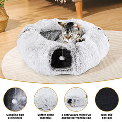Odoland cat tunnel bed dual entrances invite hide and seek play