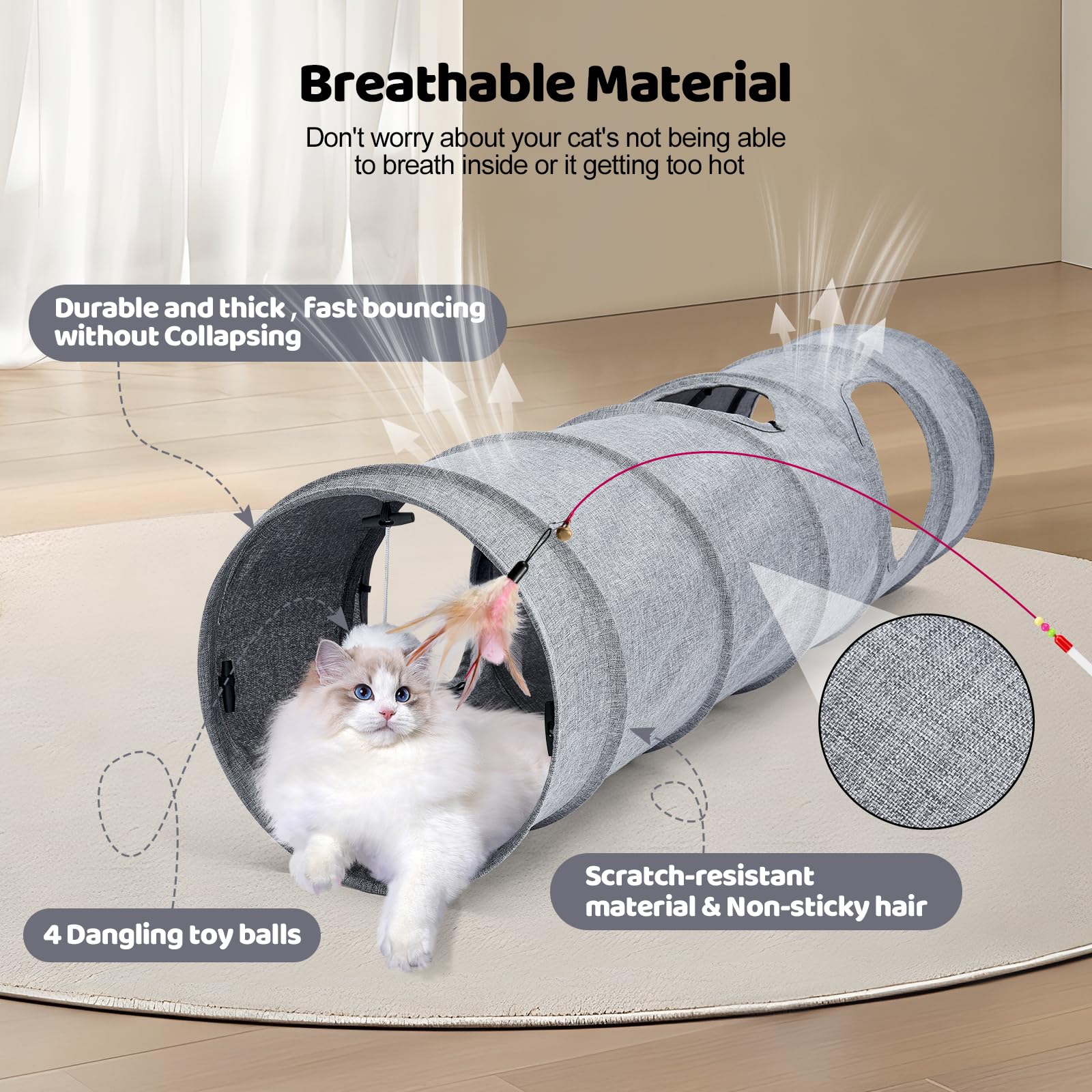 Odoland cat tunnel collapsible and portable for easy storage.