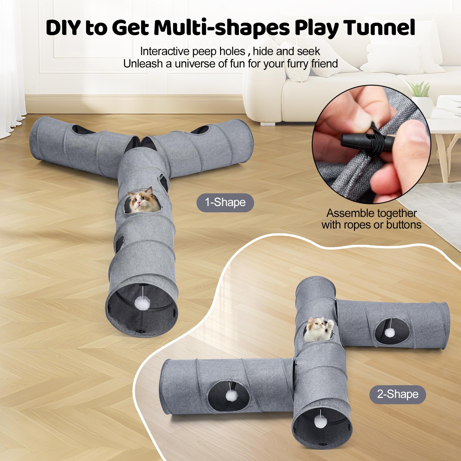 Odoland cat tunnel connected as a maze for multi-cat play.