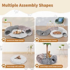 Odoland cat tunnels shape-options display shows straight, S-shaped, and circular forms for versatile play