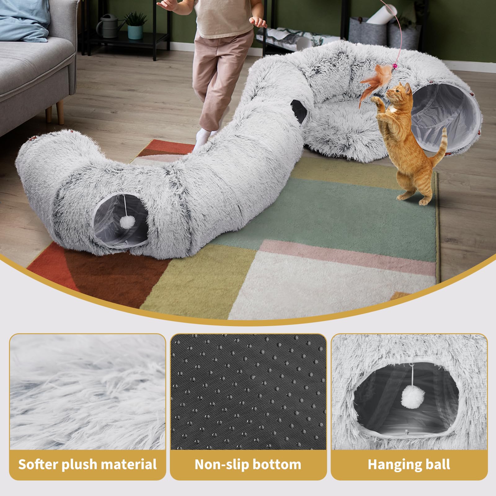 Odoland cat tunnels bed includes 20 toys for interactive enrichment.