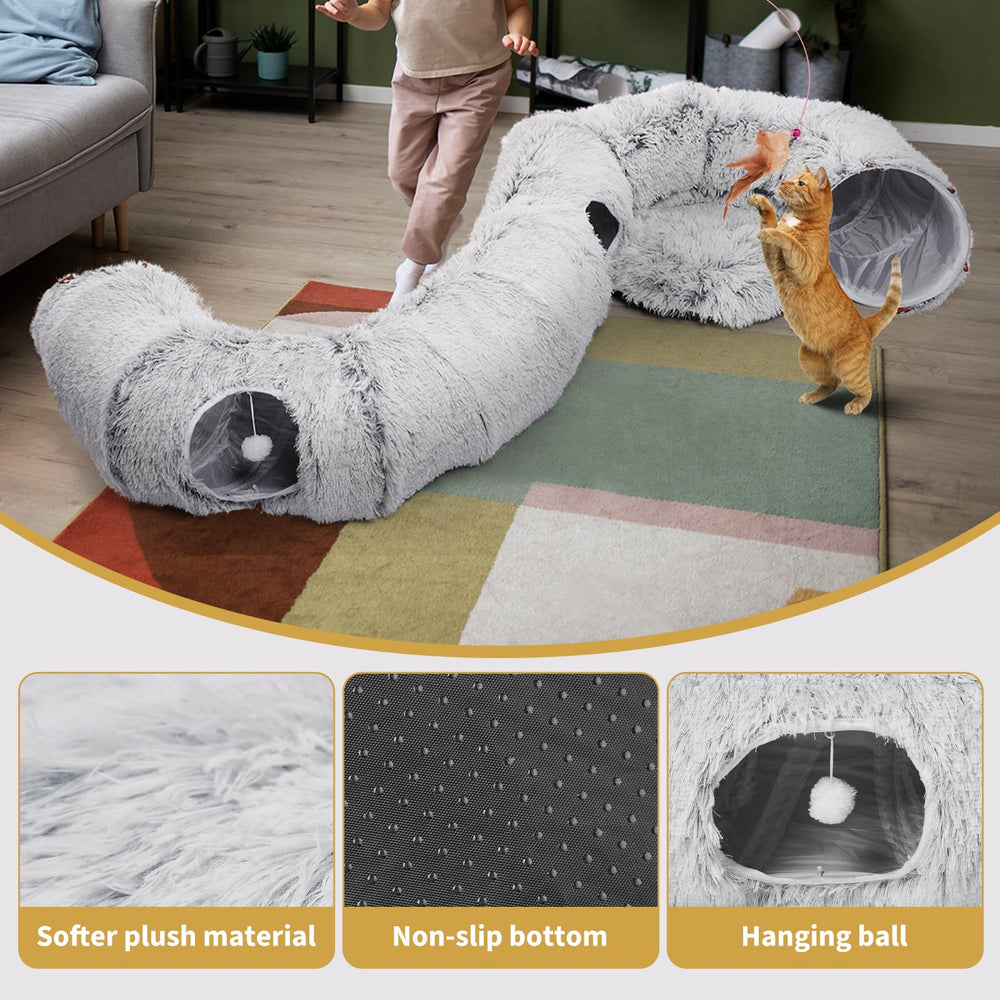 Odoland cat tunnels bed includes 20 toys for interactive enrichment.