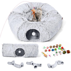 Odoland cat tunnels bed donut center offers plush comfort and a cozy retreat.
