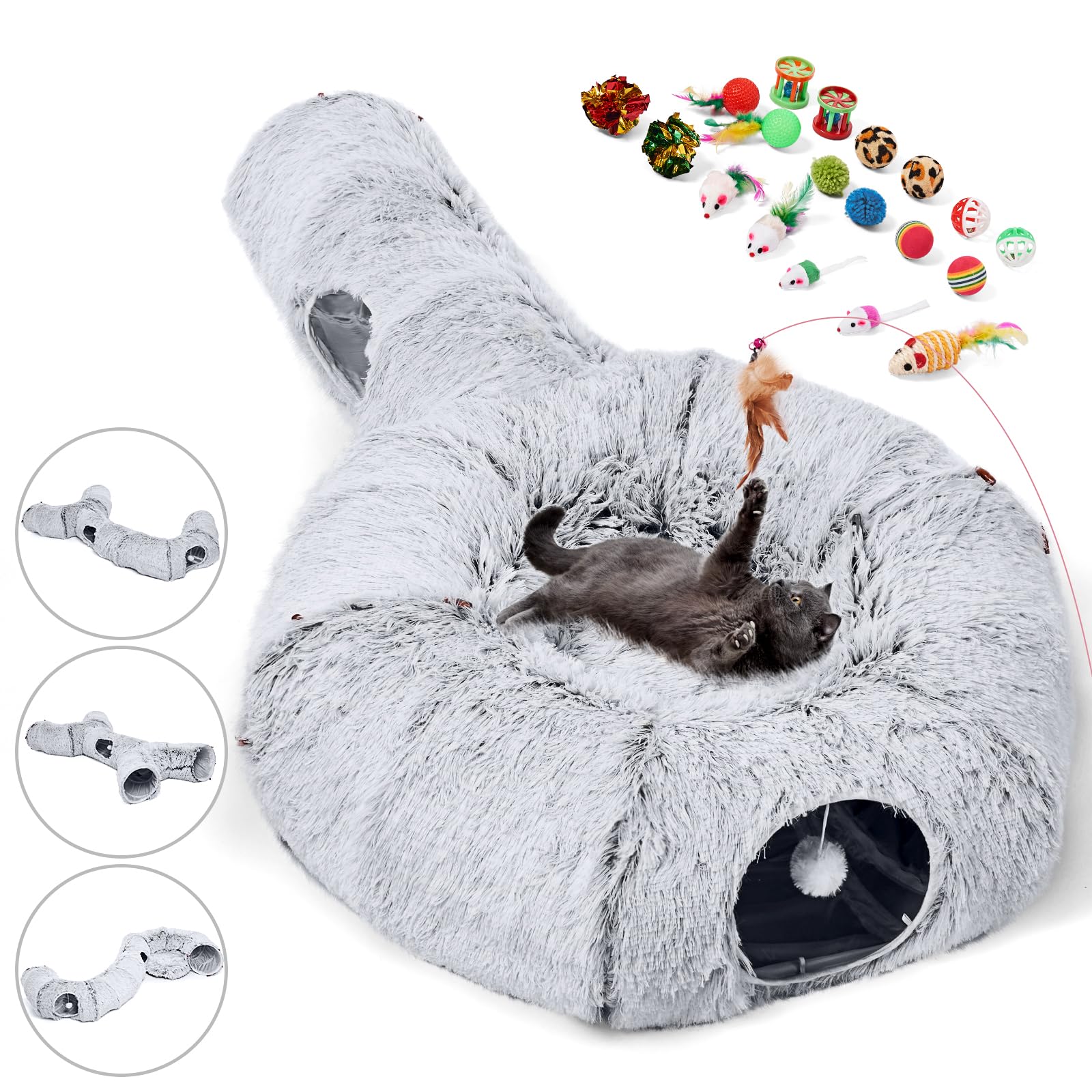 Odoland cat tunnels bed holiday protector space for festive feline play.