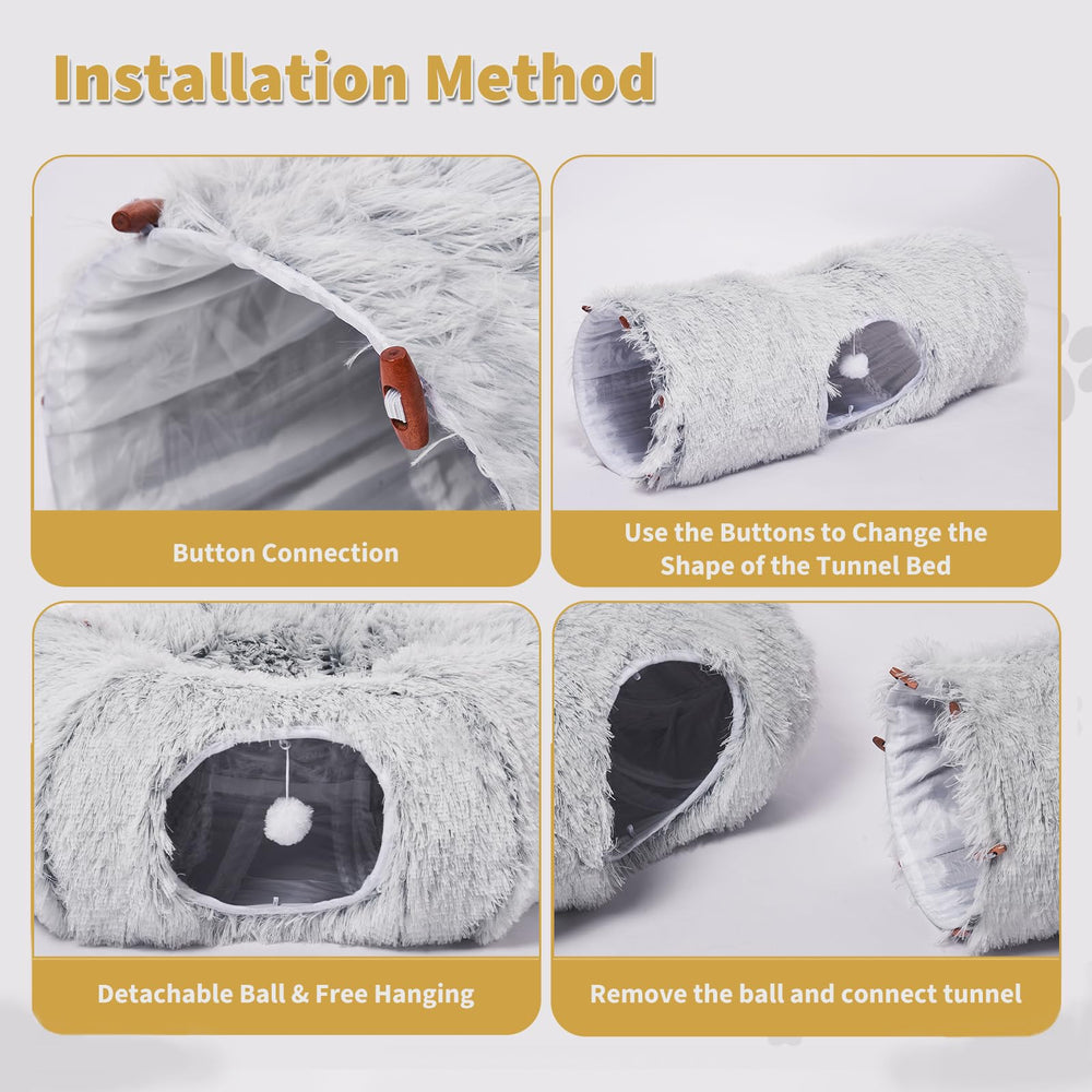 Odoland cat tunnels bed luxury plush fabric is machine washable for easy cleaning.