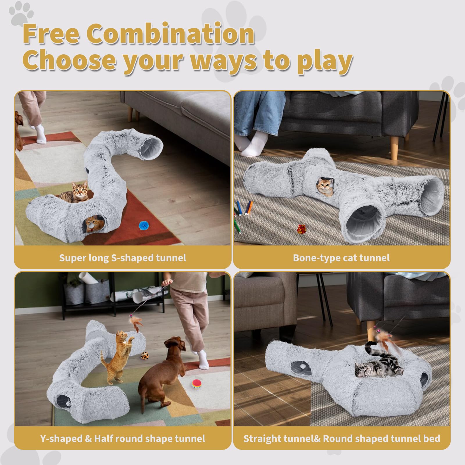 Odoland cat tunnels bed non-slip bottom stabilizes during active play.