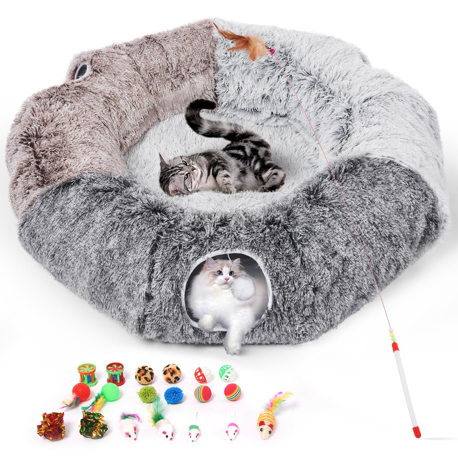 Odoland large cat tunnels donut-tunnel-assembly shows a long cozy play space for cats