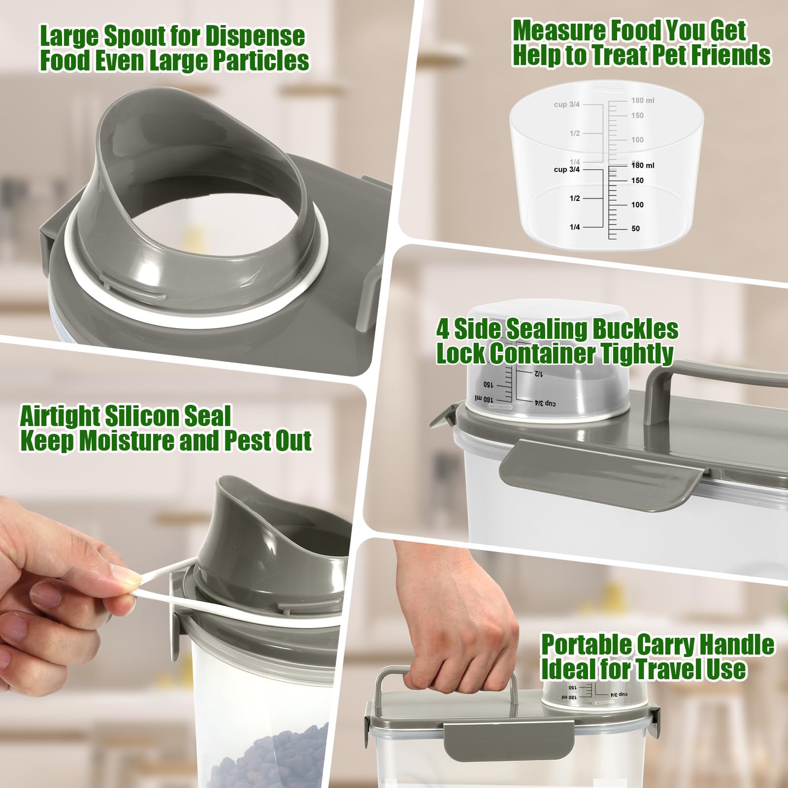 ODOMU travel pet food holder with handle for portability.
