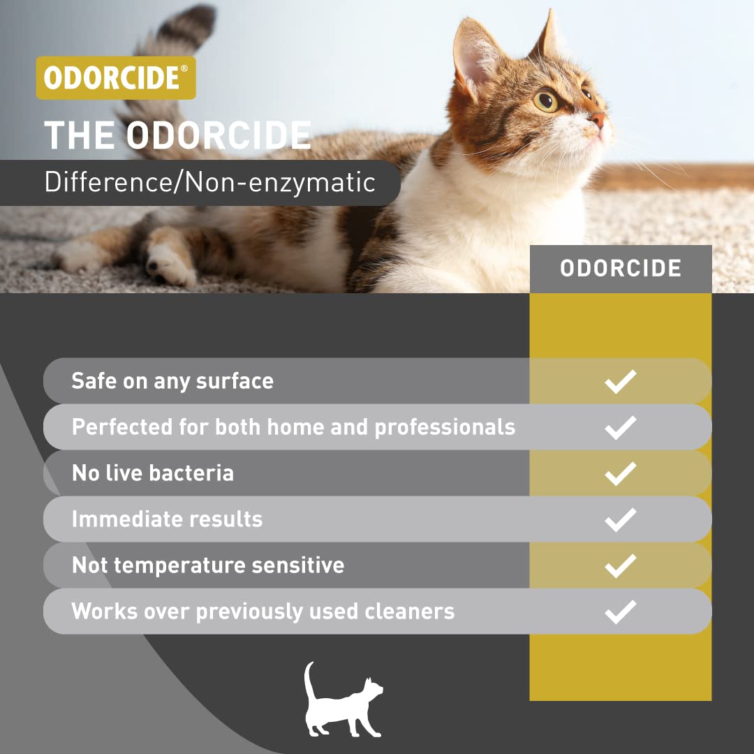 Odorcide Cat Attack near a litter box demonstrates odor control in a high-traffic area.