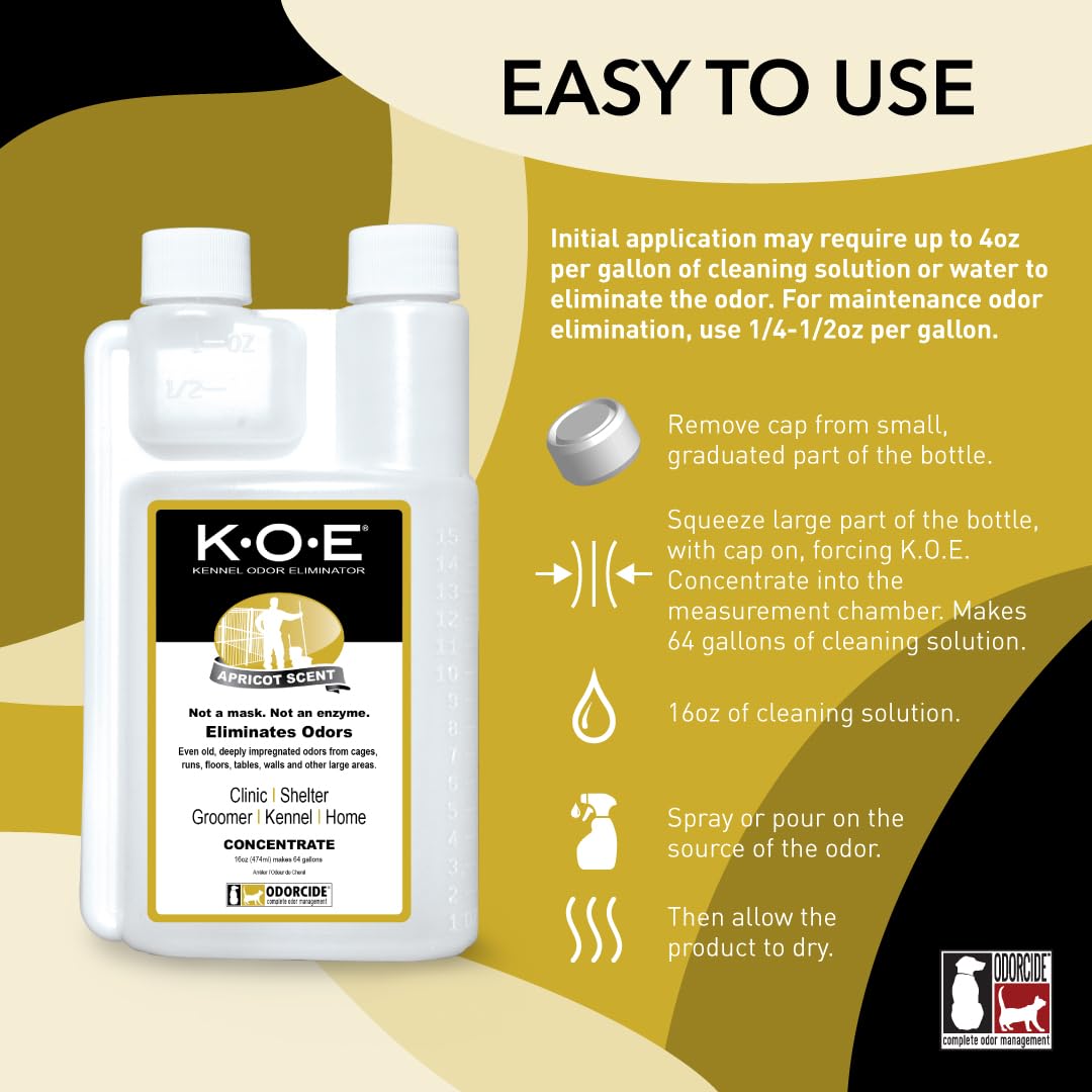 Odorcide K.O.E. Apricot pump spray demonstrates easy even application for strong odors.
