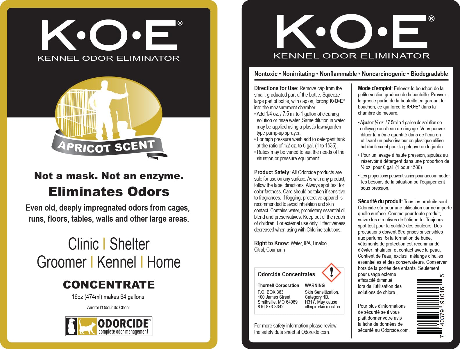Odorcide K.O.E. Apricot safe for pets and children during cleanup.