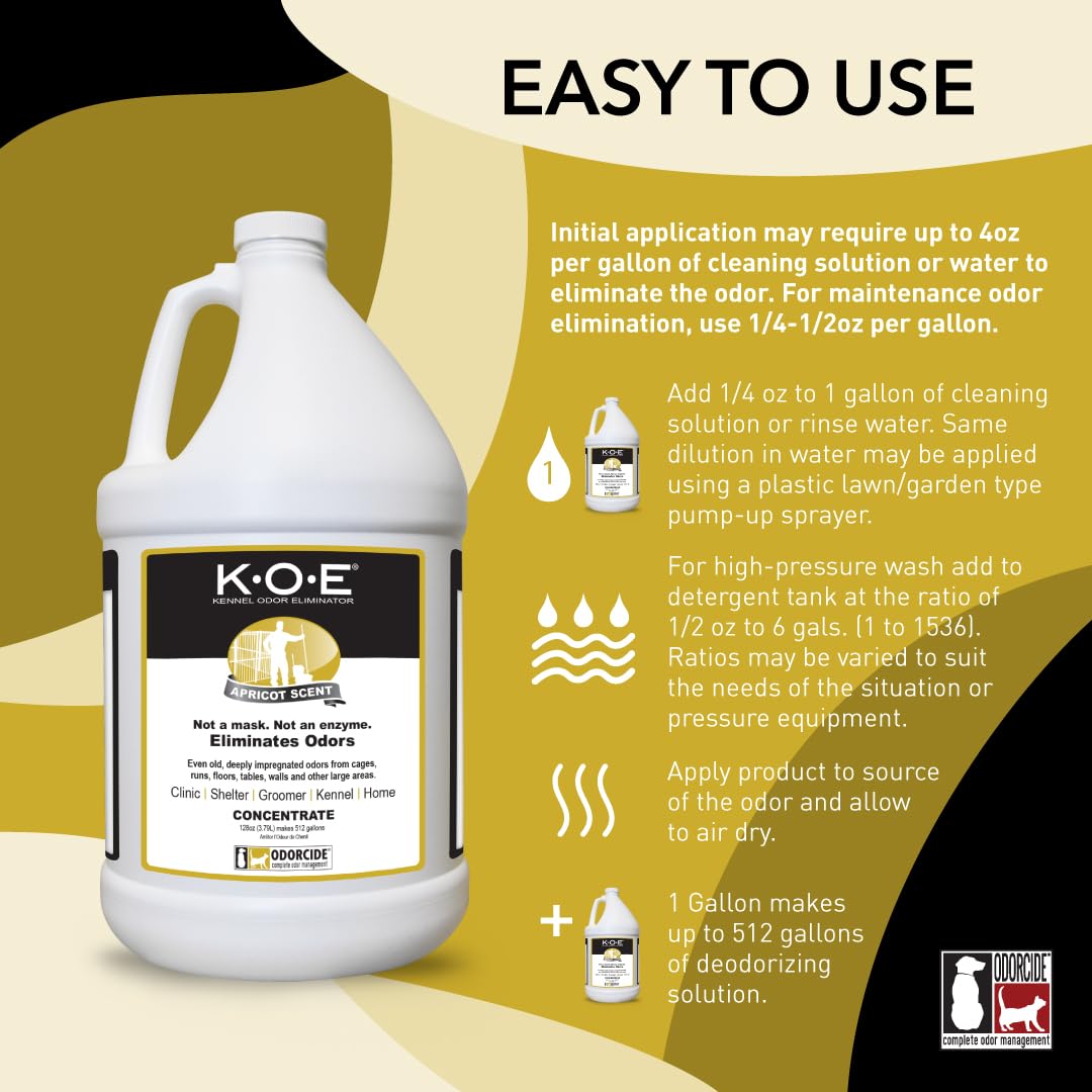 Odorcide K.O.E. Apricot sprayer shows easy, even application across kennels and floors.