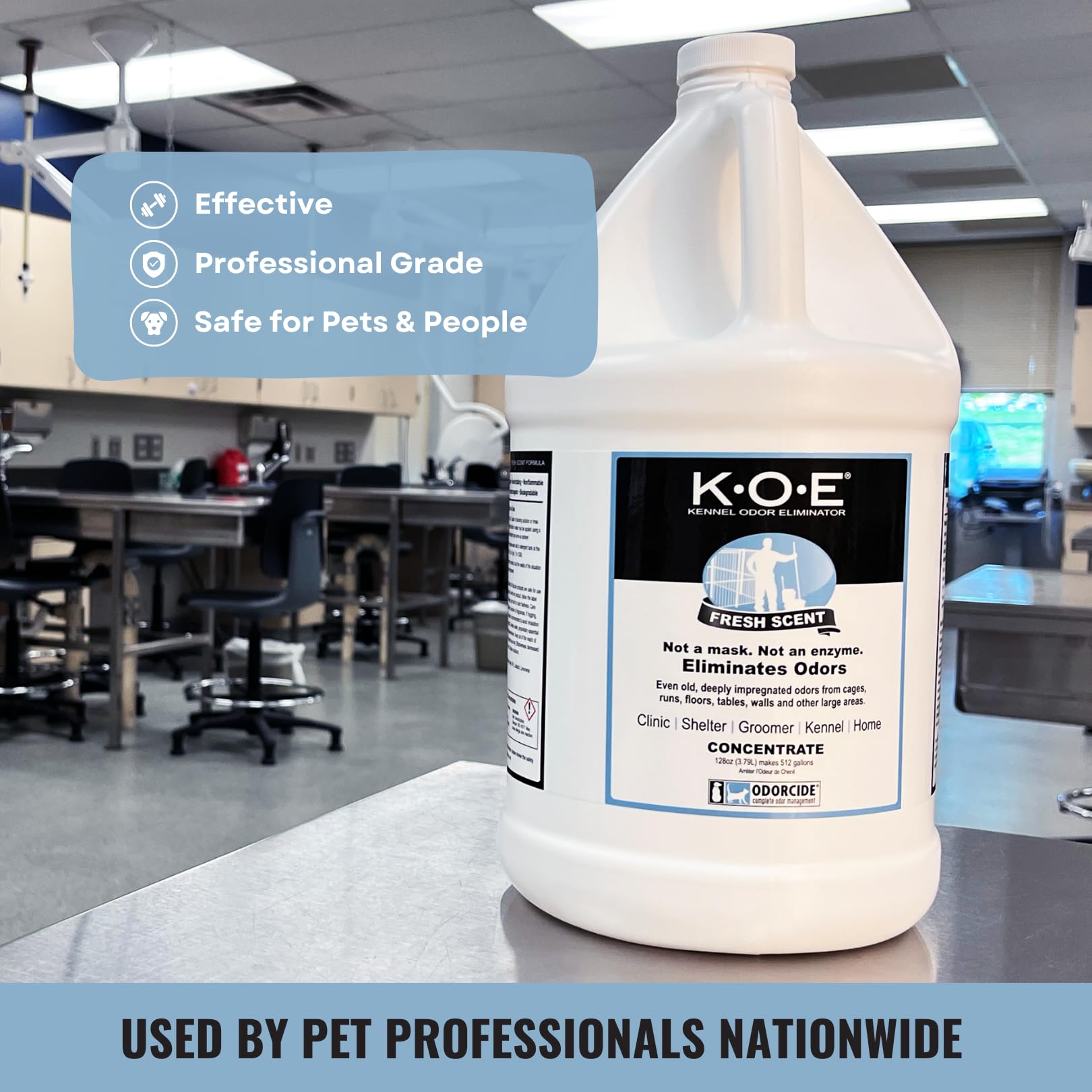 Odorcide K.O.E safe for pets and children after use.