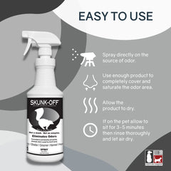 Odorcide Skunk Off pet spray application used directly on pets after a skunk encounter.