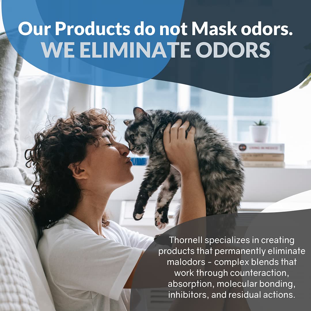 Odorcide Thornell Cat Odor-Off ingredients label highlights non-enzymatic, surface-safe formula.