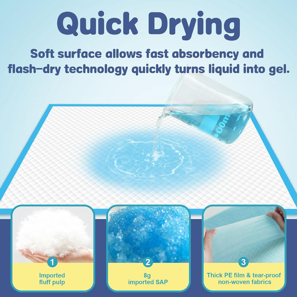 Odorless XXXXL pad features leak-proof back film for containment