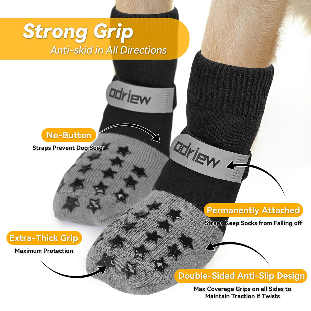 ODRIEW paw socks grip pads close-up with breathable fabric for comfort