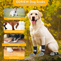 ODRIEW dog socks with reflective strap for nighttime safety