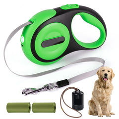 ODRIEW heavy-duty retractable leash 16ft green with comfortable grip and smooth extension.
