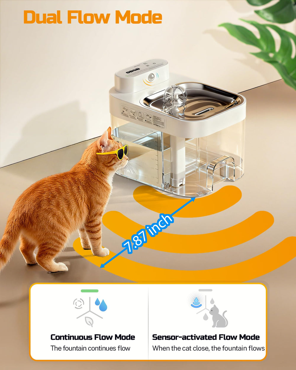 ODSD dual drinking modes showing smart-sensing and continuous flow options.