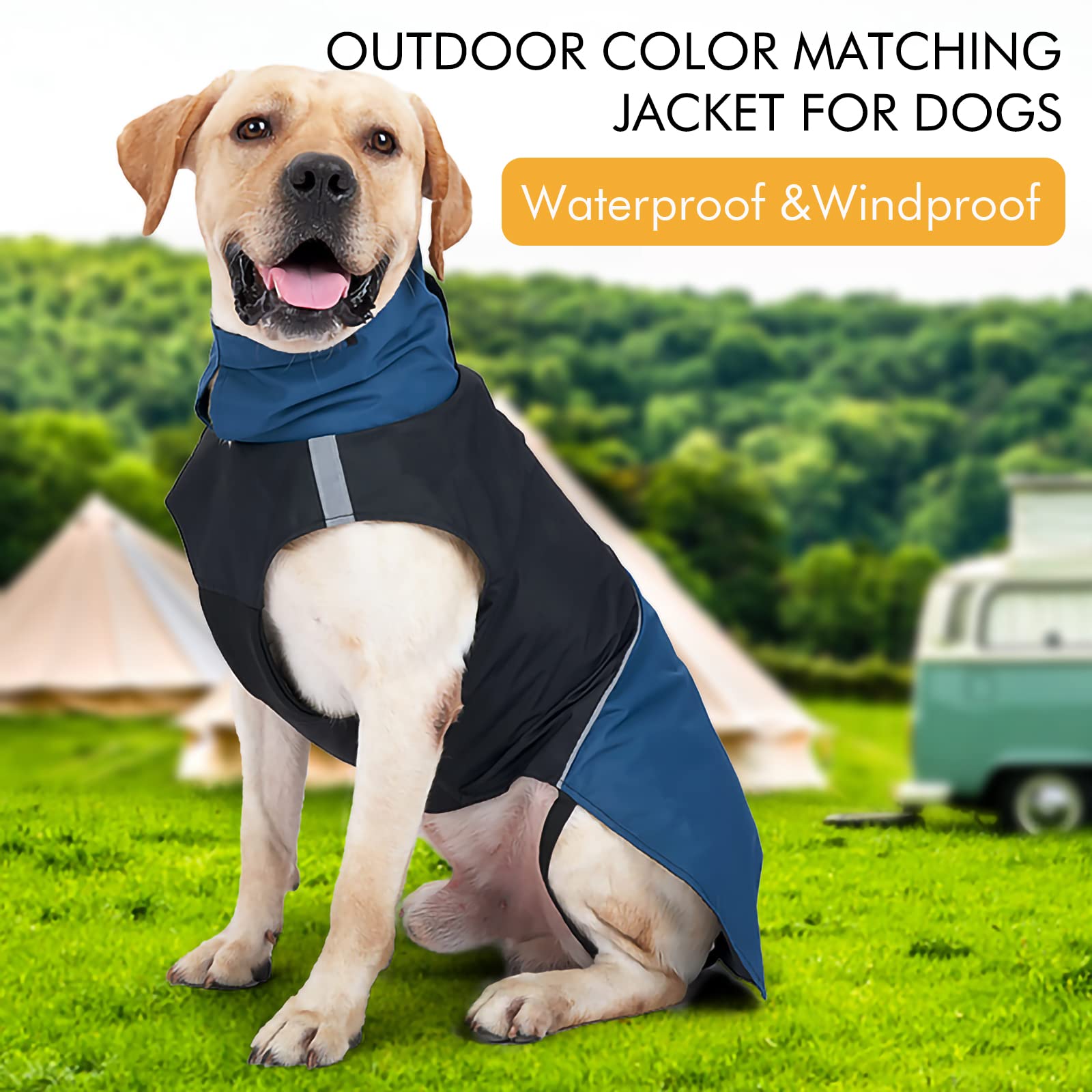 ODSSDAPU chaqueta para perro, vista dorsal, banda reflectante para visibilidad.
