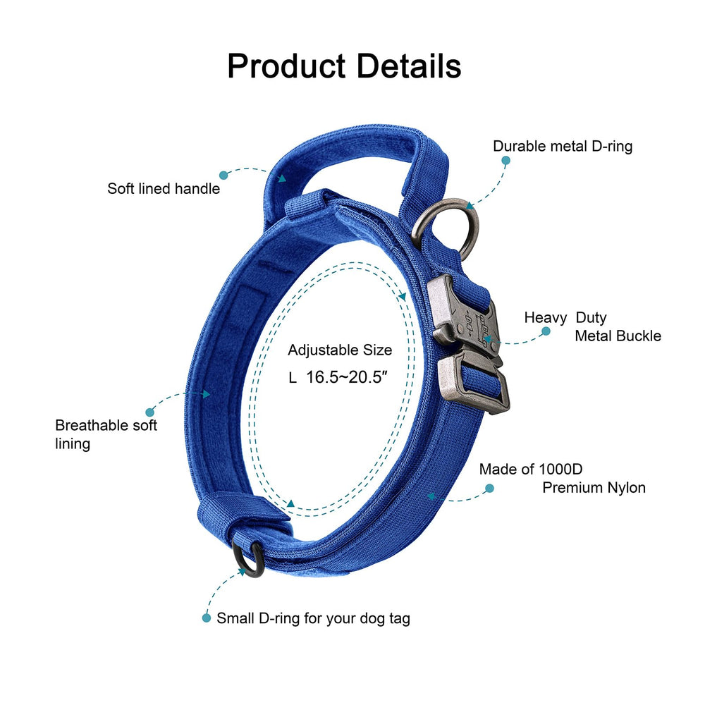 OEBEESA Tactical Dog Collar handle close-up highlighting cushioned grip for comfortable training.