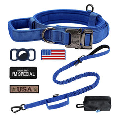 OEBEESA Tactical Dog Collar blue-set main view showing adjustable fit for secure control.