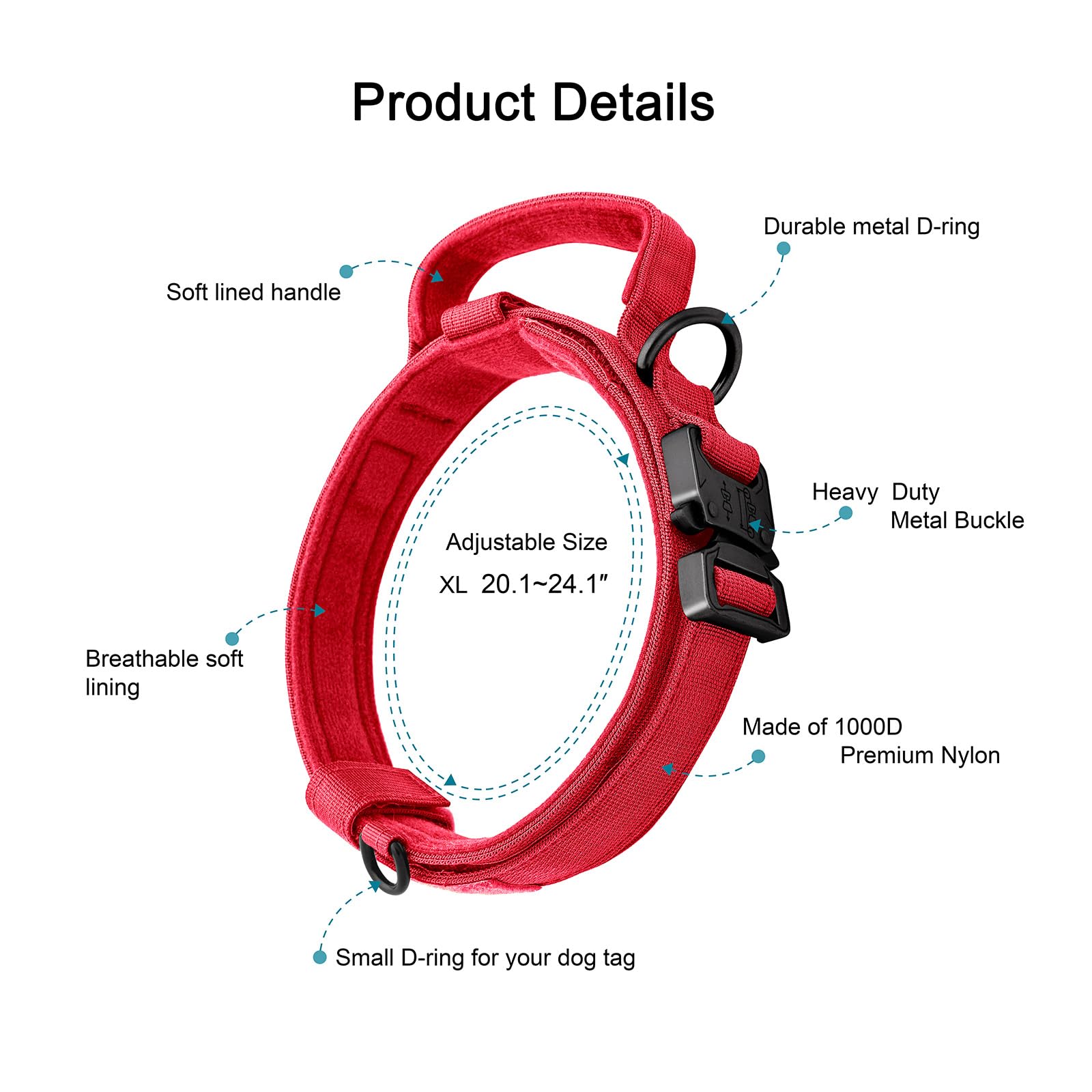OEBEESA double D-ring design for leash and tag attachments