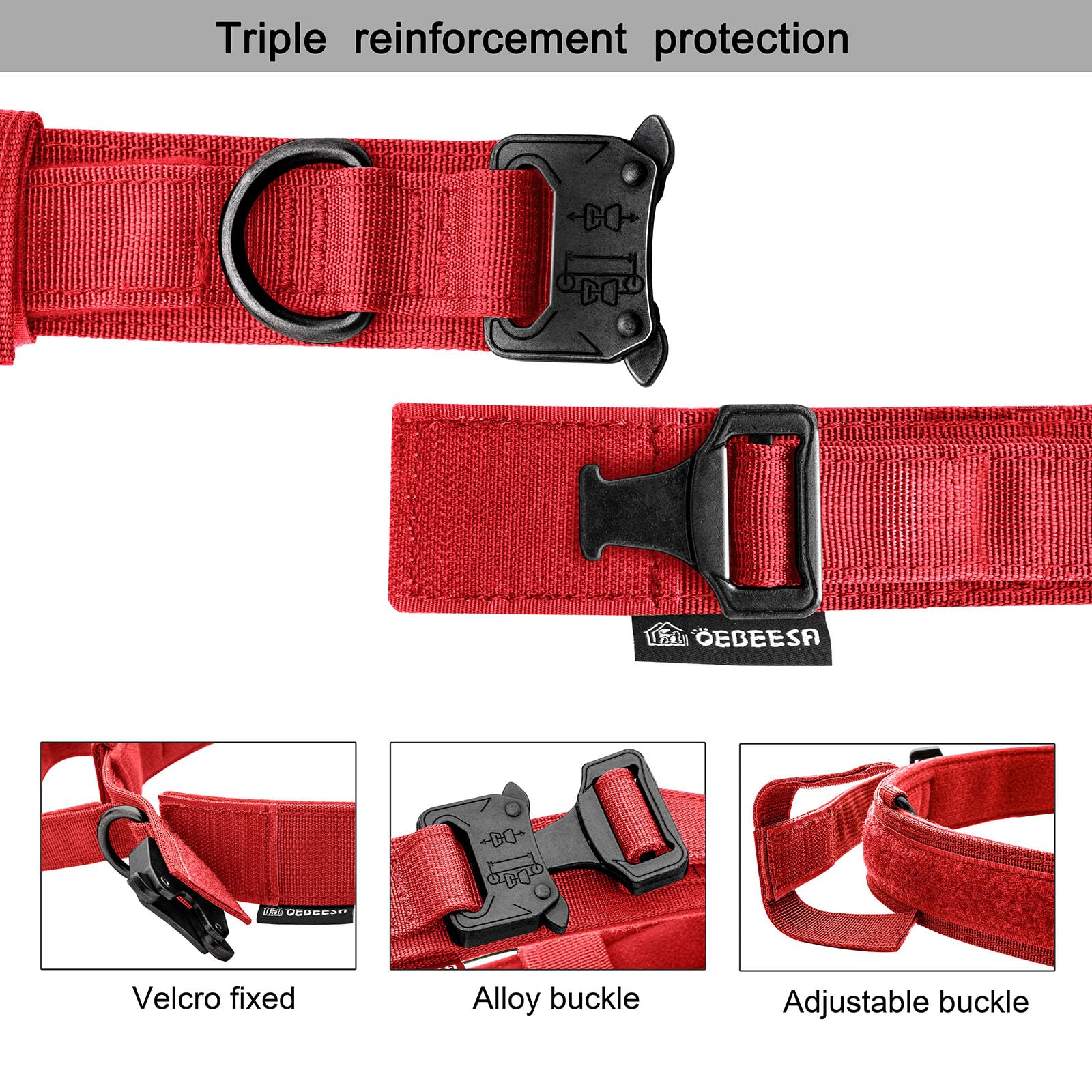 OEBEESA quick-release buckle enables fast, secure on/off during walks