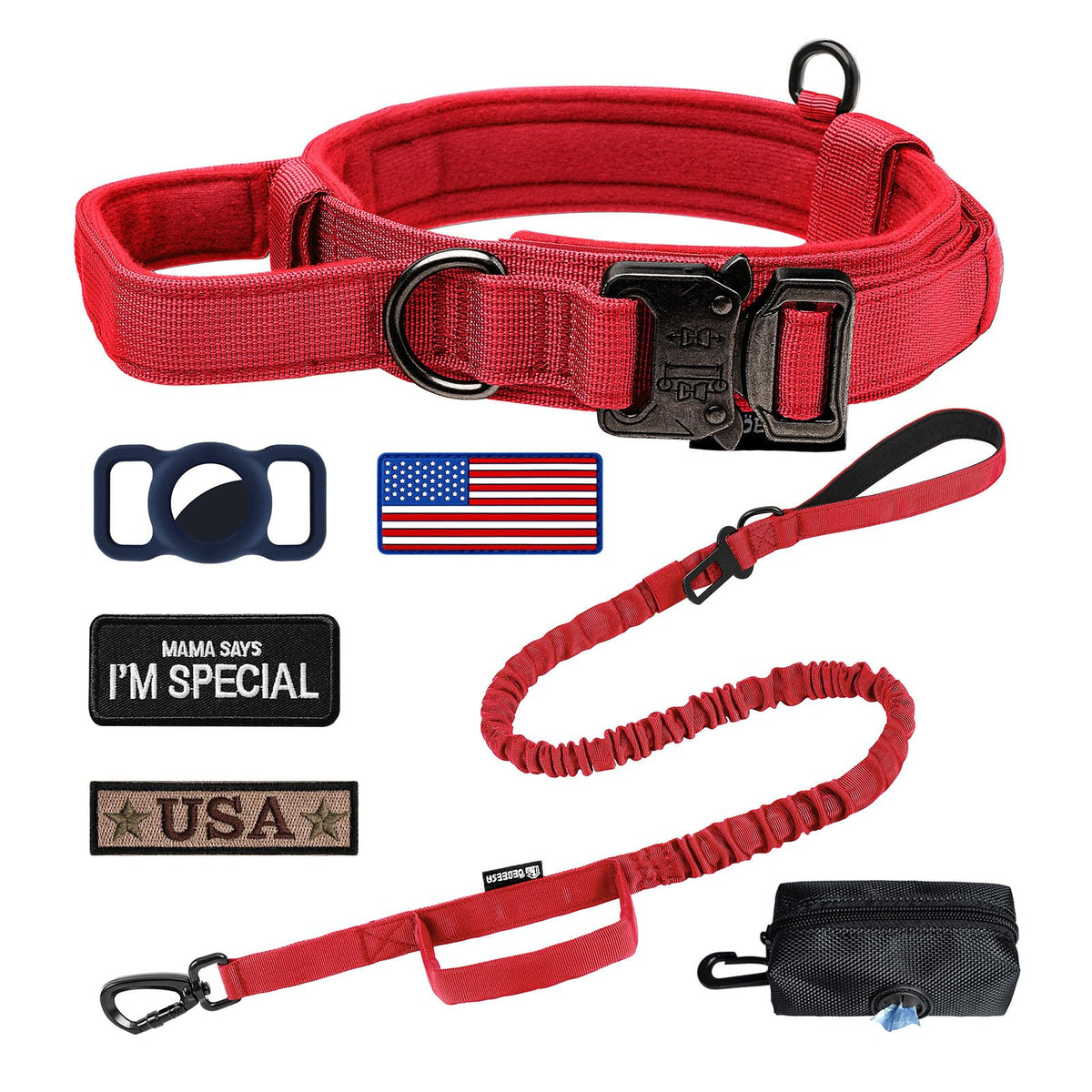 OEBEESA tactical dog collar handle closeup with cushioned grip for comfortable training.
