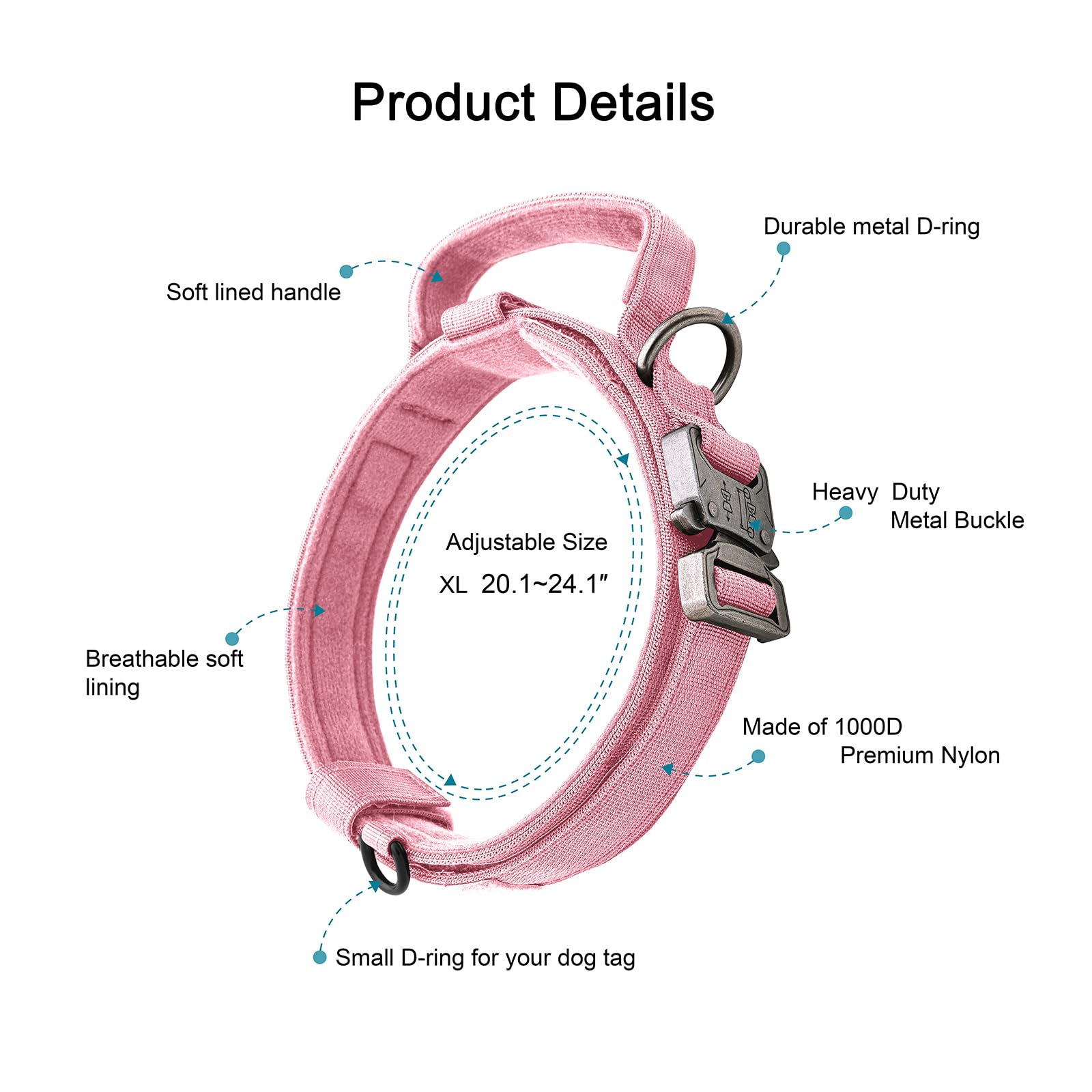 OEBEESA tactical dog collar quick buckle allows easy on and off