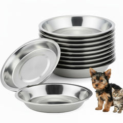 Ofanim 8pcs stainless steel cat bowls top view highlight compact stackable design for travel storage