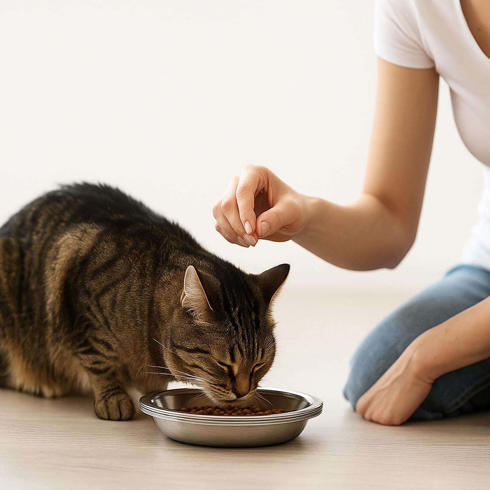 Ofanim cat bowls mealtime scene suitable for kittens puppies or small dogs