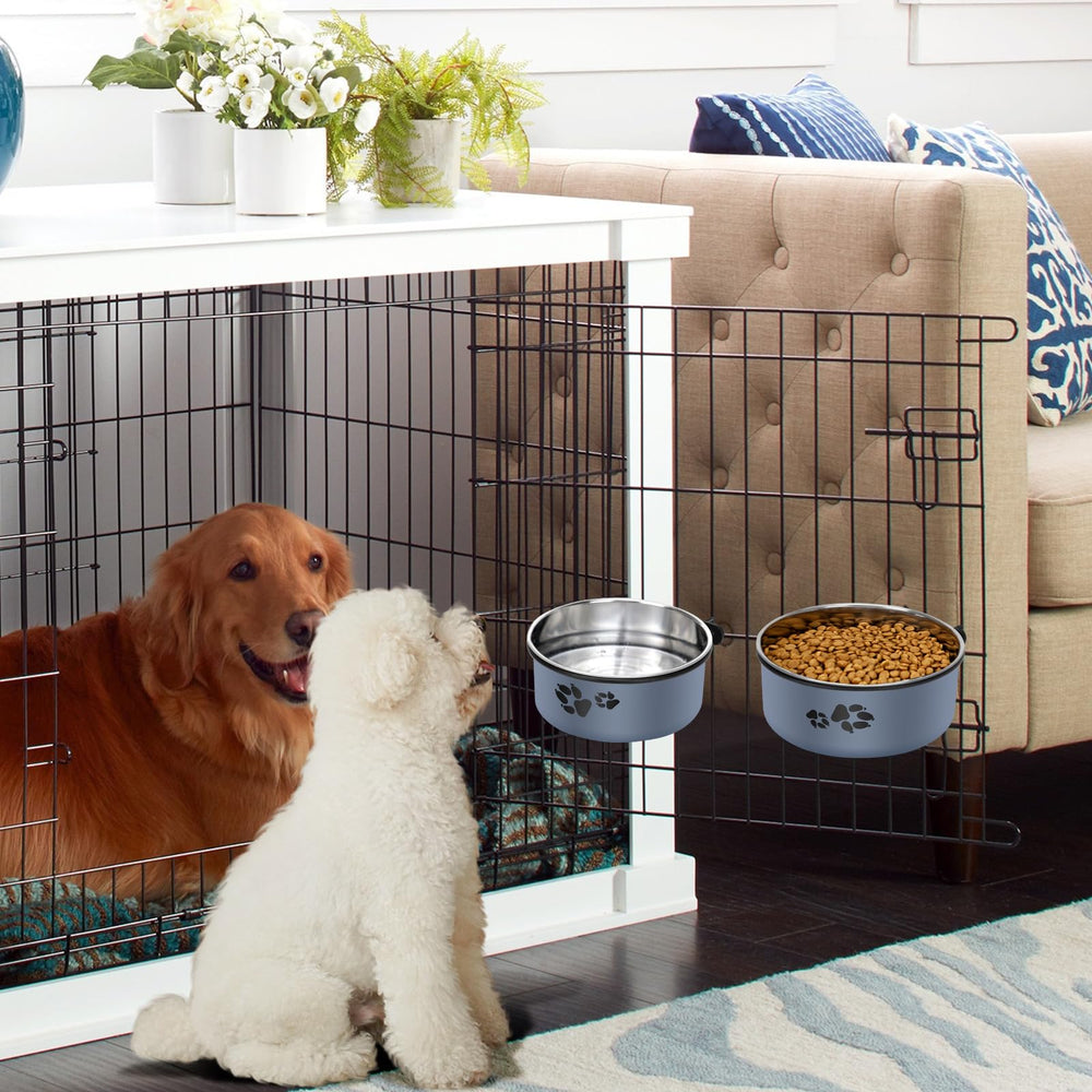 OFFKITSLY no-spill bowl set supports crate feeding versatility.