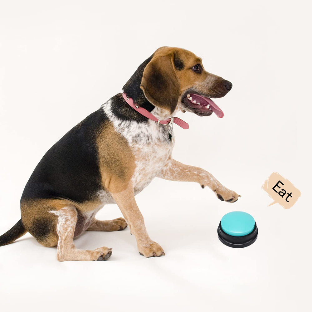 OFVENS dog-training-usage shows a dog pressing the button for cues.