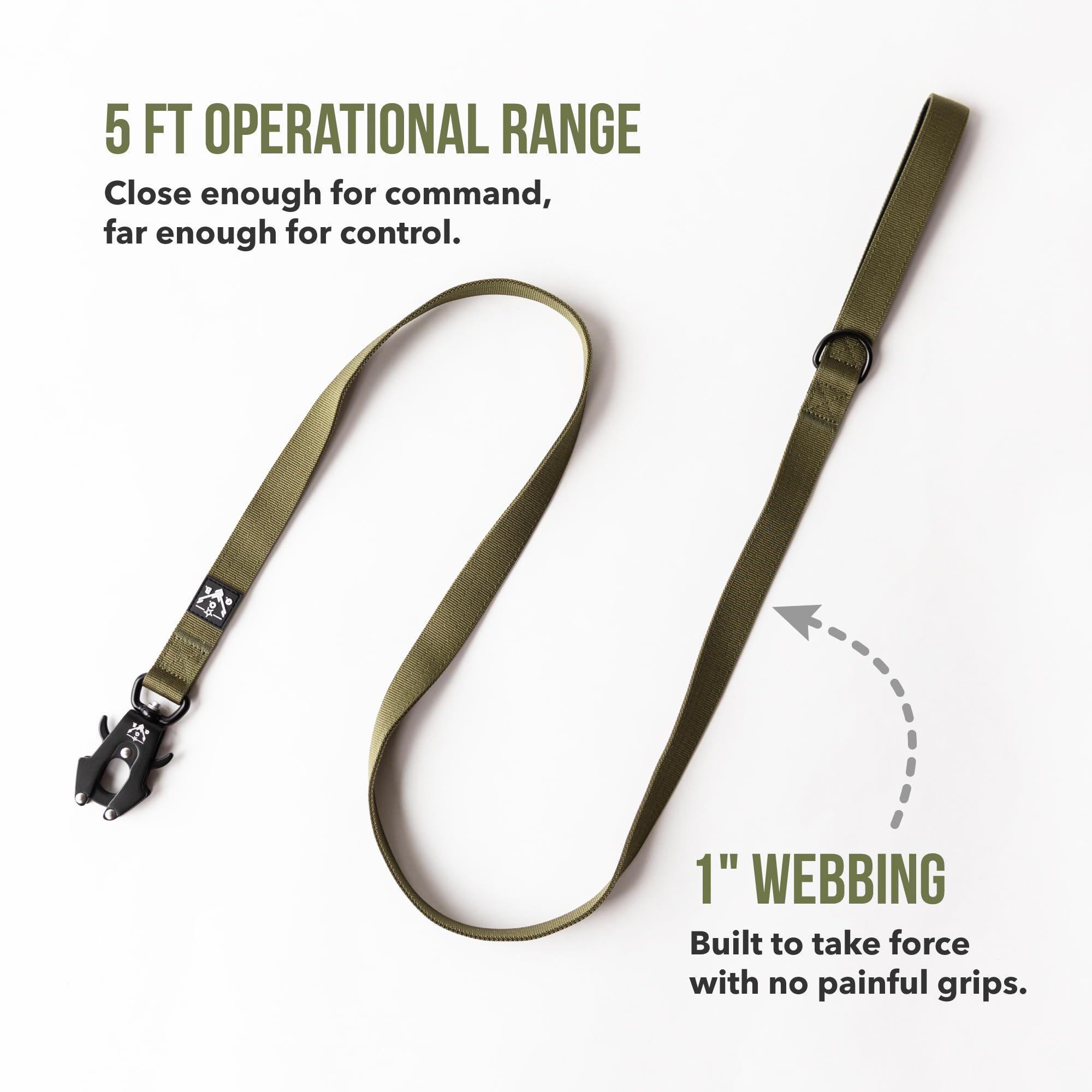 O.G.B tactical leash featuring 360-degree swivel for smooth, snag-free movement.