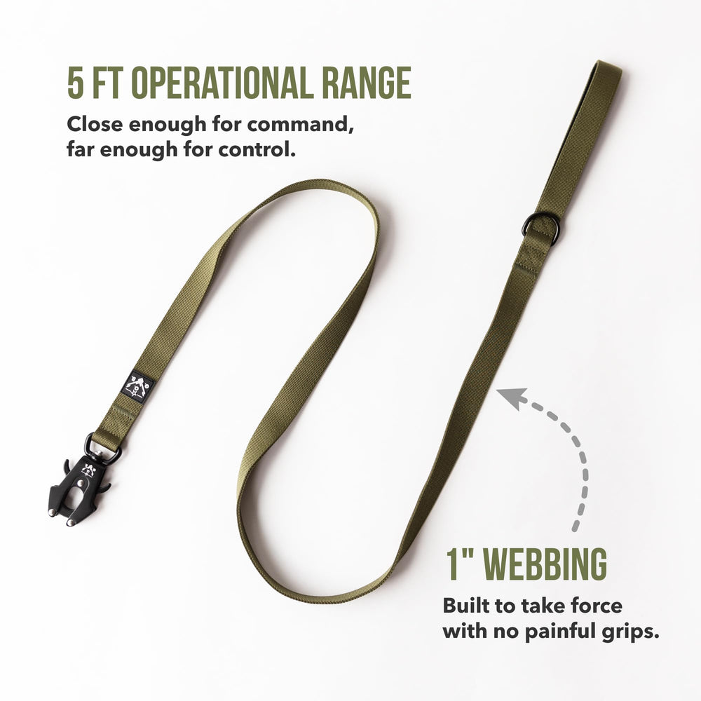 O.G.B tactical leash featuring 360-degree swivel for smooth, snag-free movement.