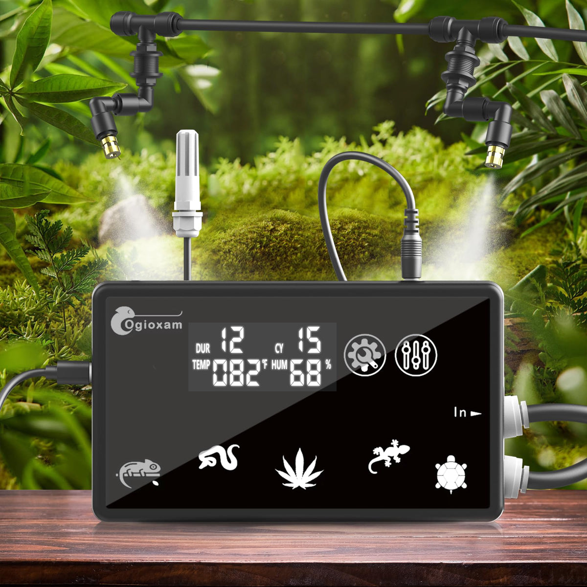Ogioxam auto mister front view demonstrates quiet, reliable terrarium humidity control.