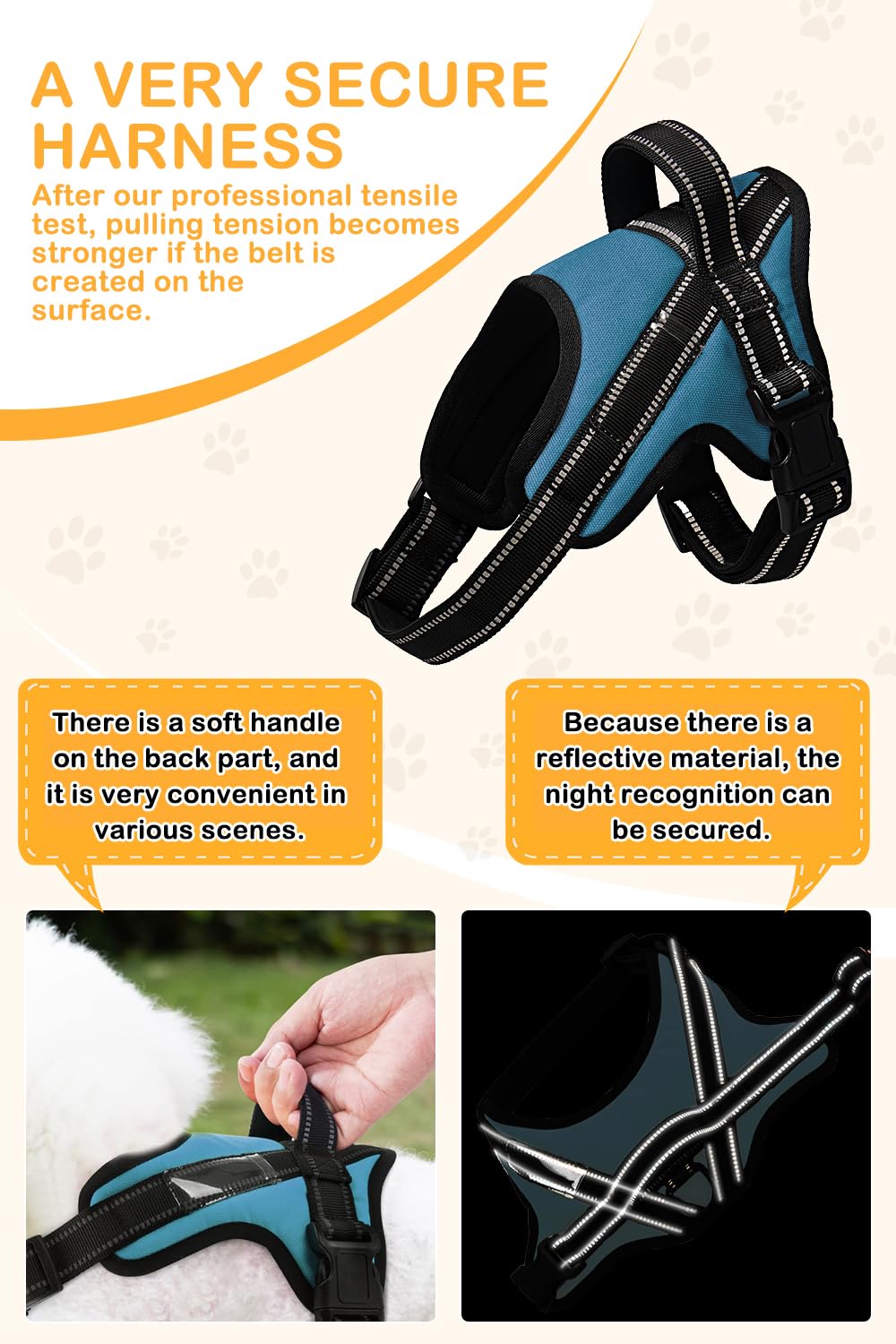 OGURIYA dog harness adjustable straps for easy on/off.