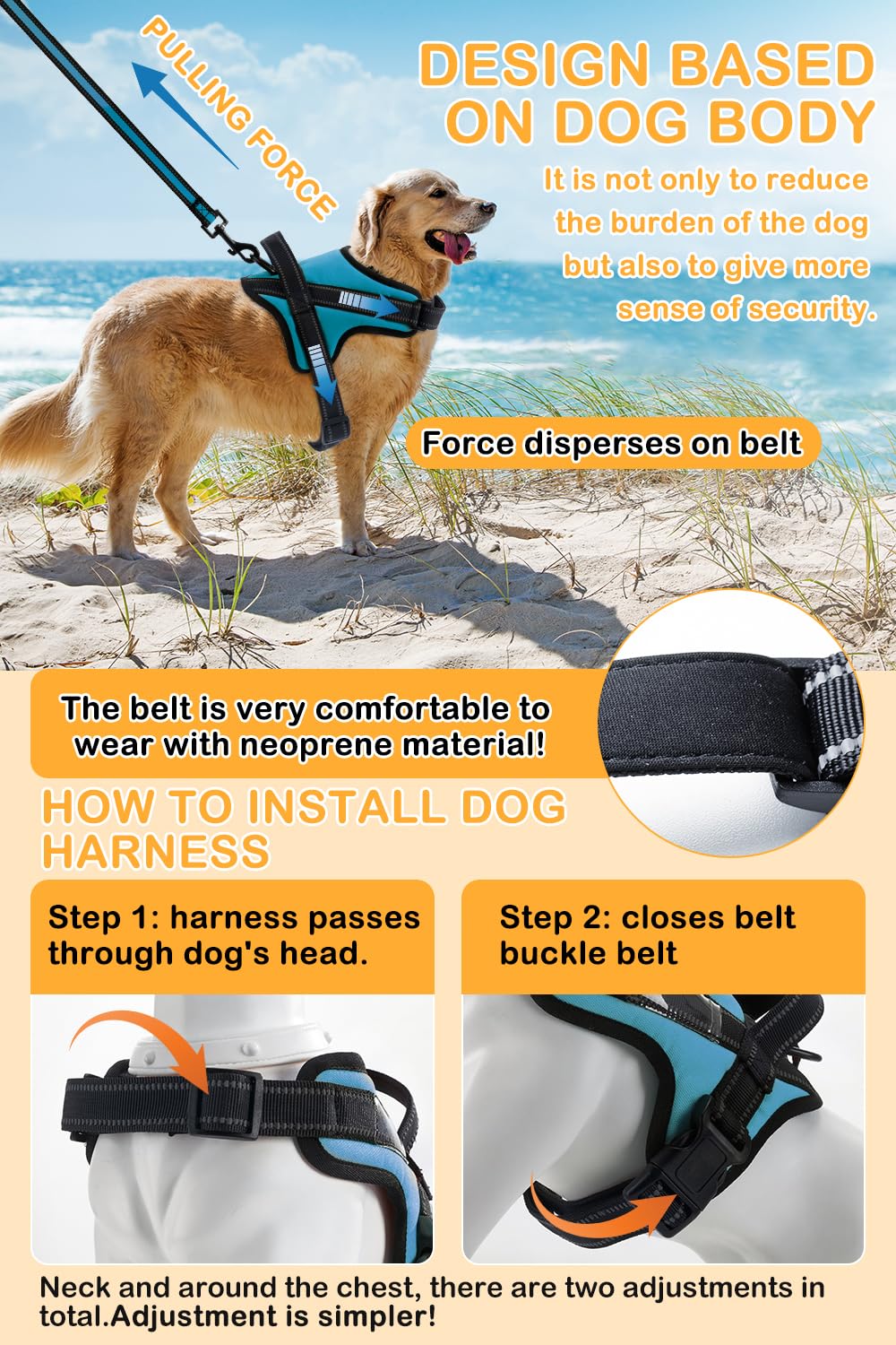 OGURIYA dog harness reflective strip for safe evening strolls.