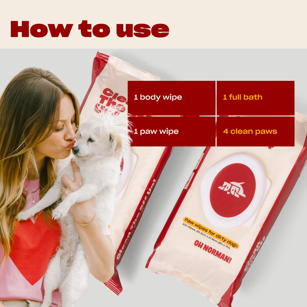OH NORMAN! dog grooming wipes application scene demonstrates safe cleansing on fur