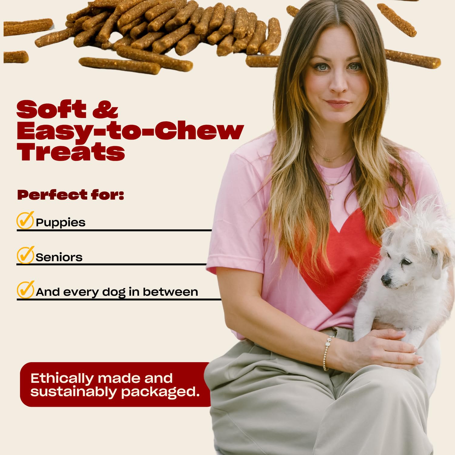OH NORMAN! serving tray shows easy treats for all life stages and shared pup moments.